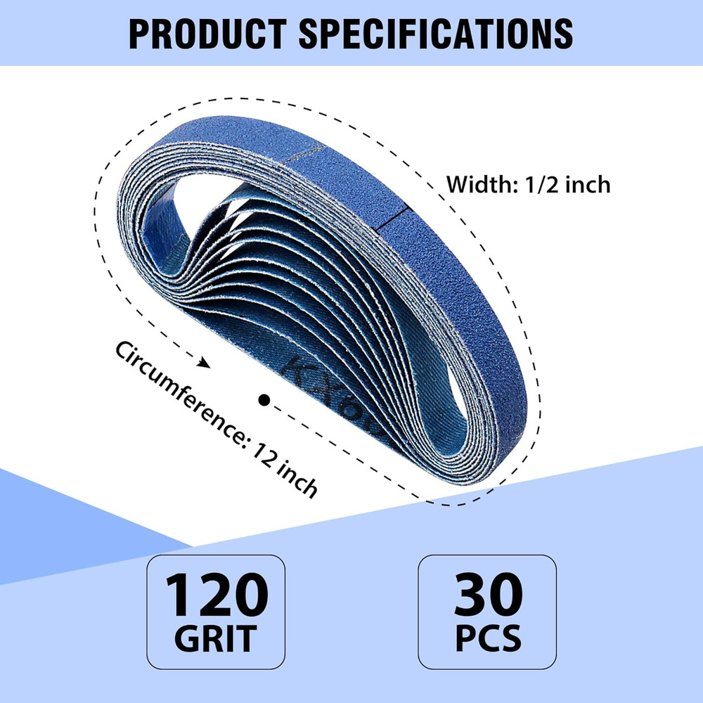 1/2 X 12 Inch Knife Sharpener Sanding Belts for Work Sharp, 120 Grit Replacement