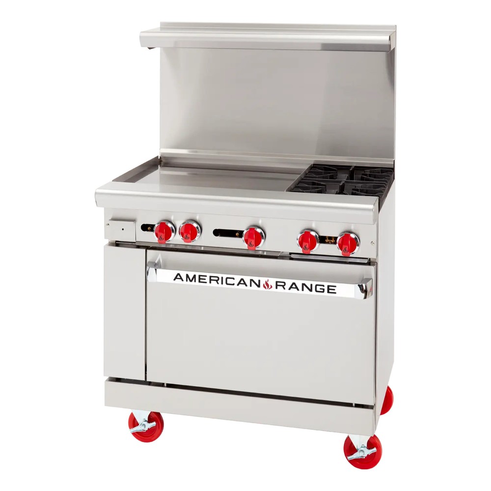 American Range 36" Gas 2 Burner Range w/ 24" Left Side Manual Griddle