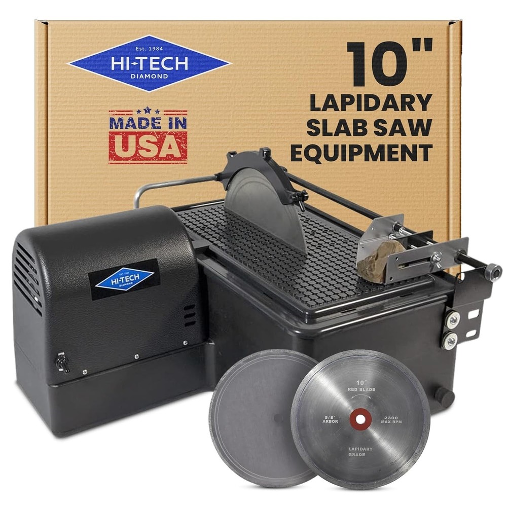 Hi-Tech Diamond 10" Slab Saw | Lapidary Saw Machine | Includes TWO Blades & Vise