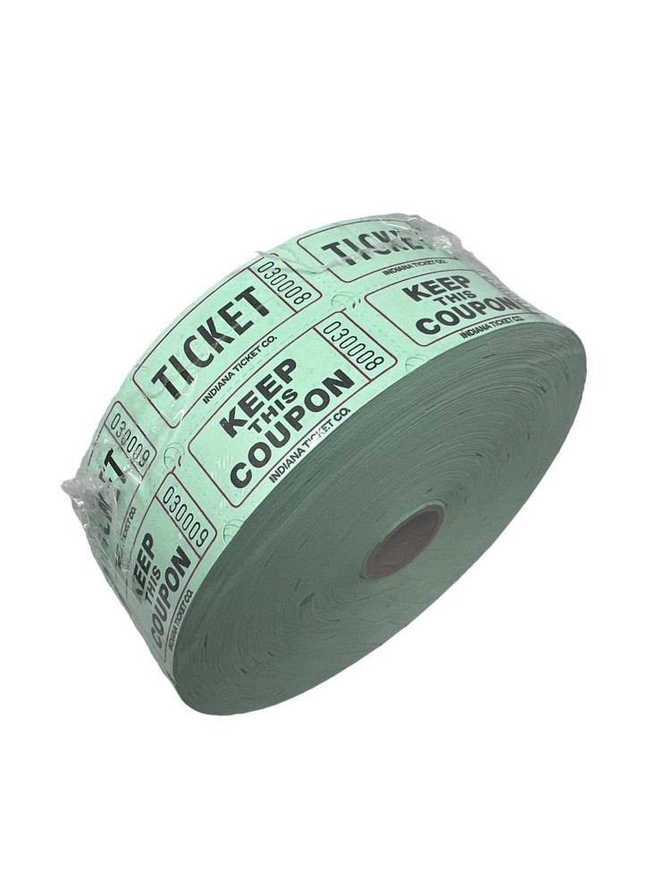 Double Roll Carnival Raffle Tickets 2000 Count Green Keep This Coupon