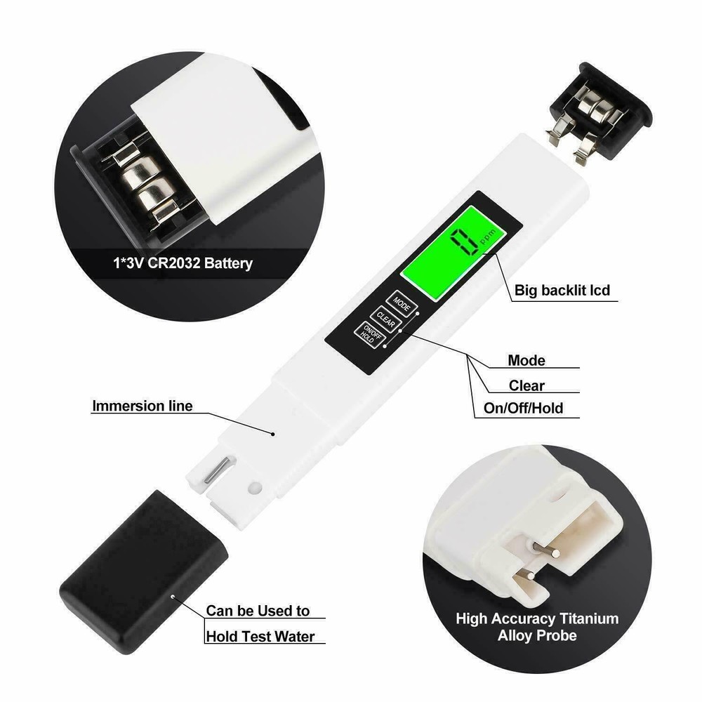 Digital TDS Meter Drinking Water Quality Purity Tester Testing Kits Measure Pen