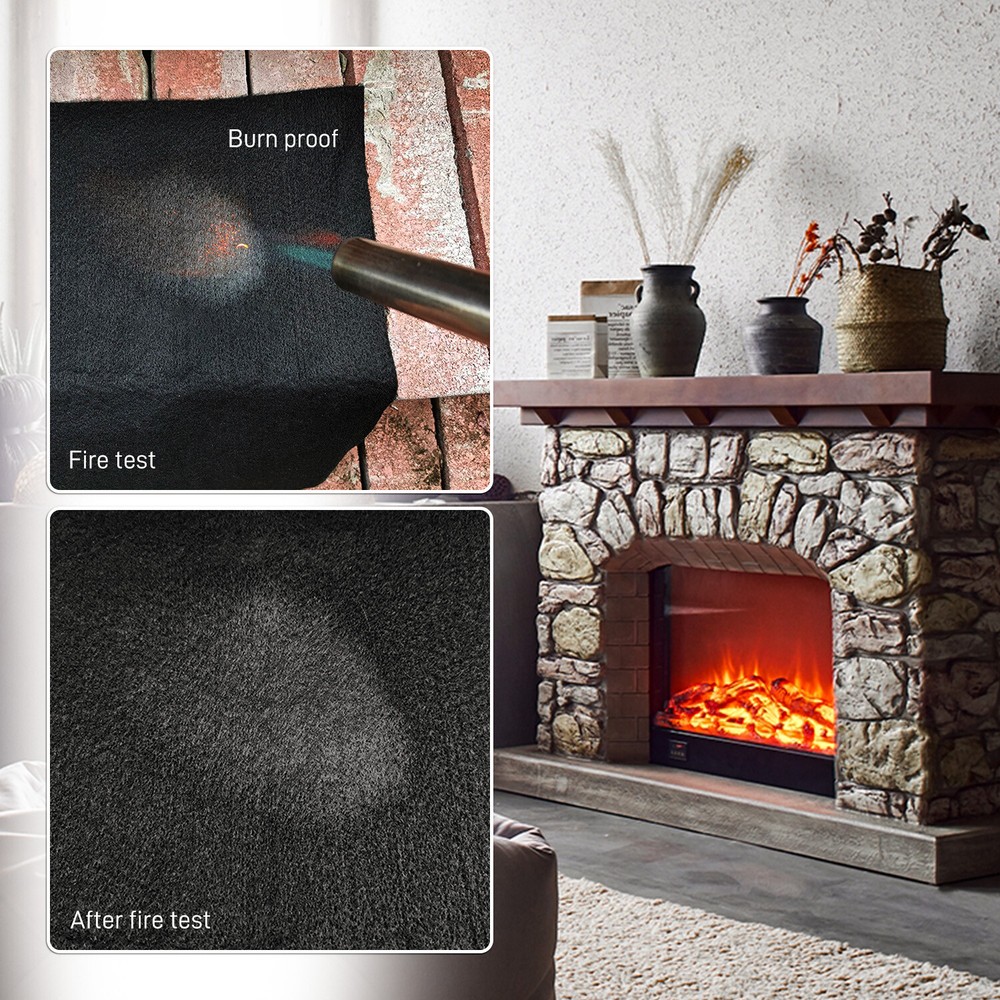 Blcak Fireproof Fireplace Carpet Grill Rug Protection Mat Flame Resistant Pad