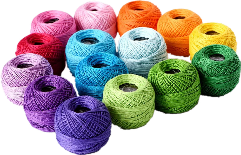 15Pcs Crochet Thread Cotton Thread Balls Embroidery Yarn Cross Stitch Threads