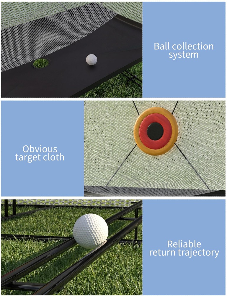10x8Ft Golf Practice Net w/ Targets, Return Trajectory Swing Training Net Impact