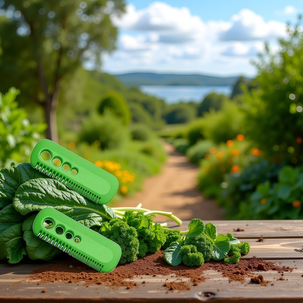 2Pcs Green Leaf Herb Stripper,Vegetable Herb Eliminator Comb Kitchen Herb Lea...