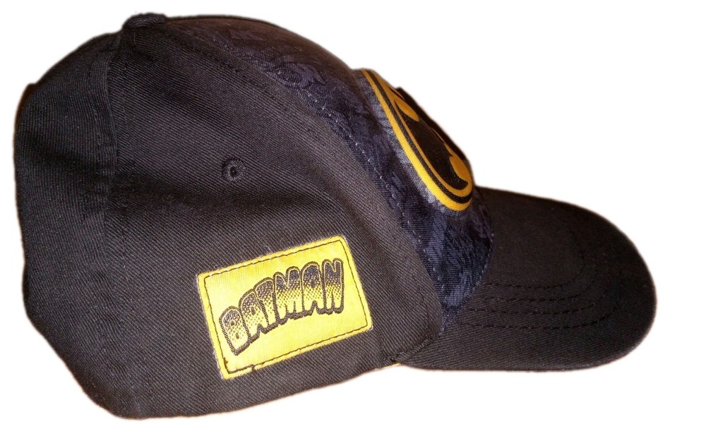 DC Comics Cap Hat Batman Boys Baseball Strapback Cap With 3D Design Black