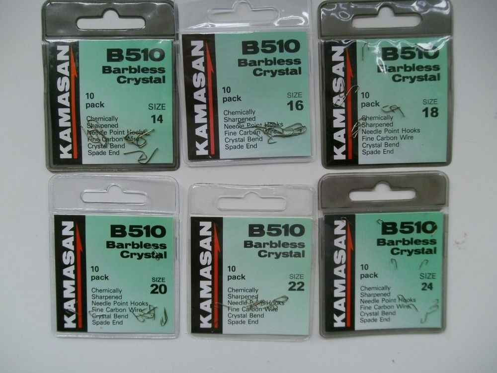 KAMASAN B510 BARBLESS CRYSTAL BEND HOOKS