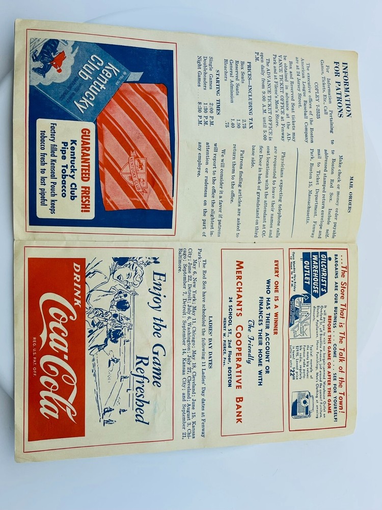 Red Sox 1955 Official Program and Score Card