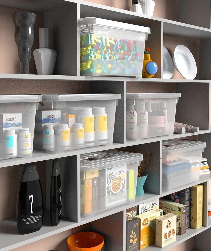 6-Pack 7 Qt Storage Latch Box/Bins Plastic Stackable Storage Box Organizer