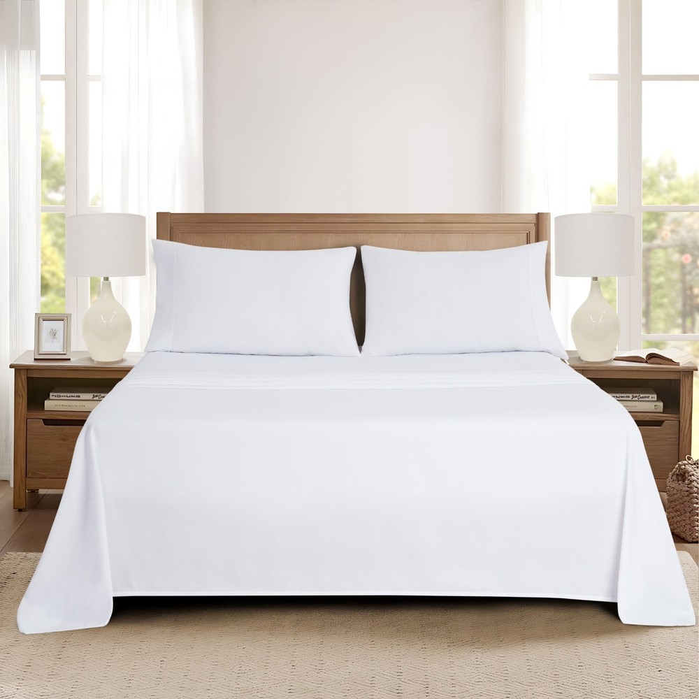 Mainstays Queen Sheet Set Arctic White 4pc Super Soft Microfiber 15" Deep Pocket