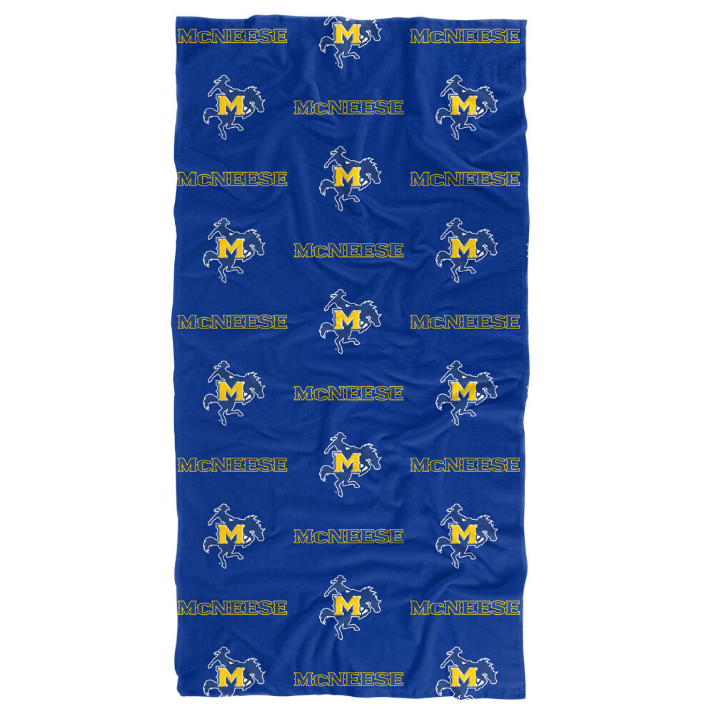 Mcneese State University Beach Towel/Bath Towel, 30"x60" Logo Pattern