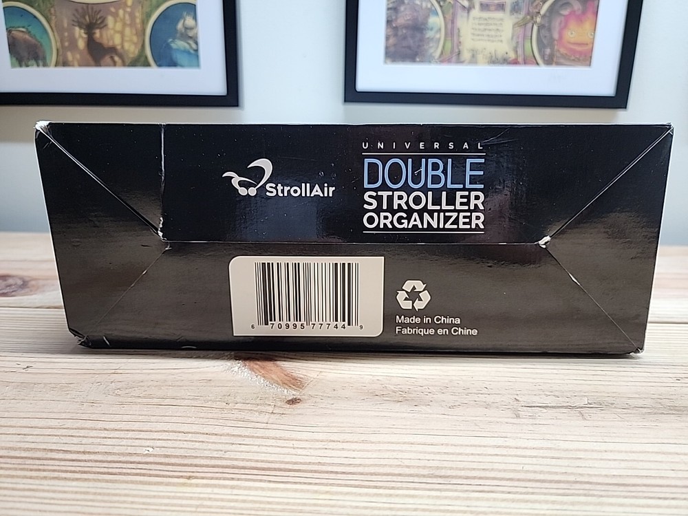 StrollAir - Universal Best Double Parent Stroller Organizer Caddy Black