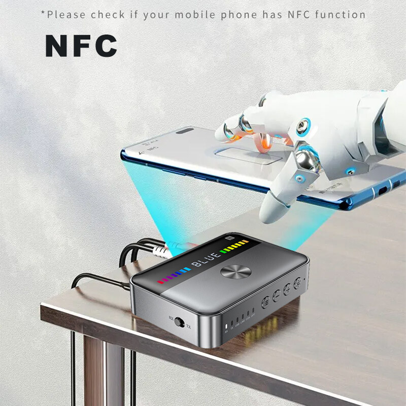 NFC Bluetooth Audio Receiver/Transmitter Fr Speaker/TV/Amplifier AUX/RCA/Optical