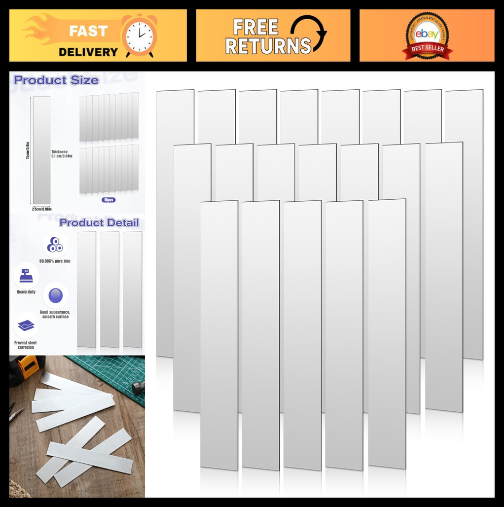 20 Pcs Zinc Anode Sheets, High Purity Copper Zinc Electrode Strips for Plating &