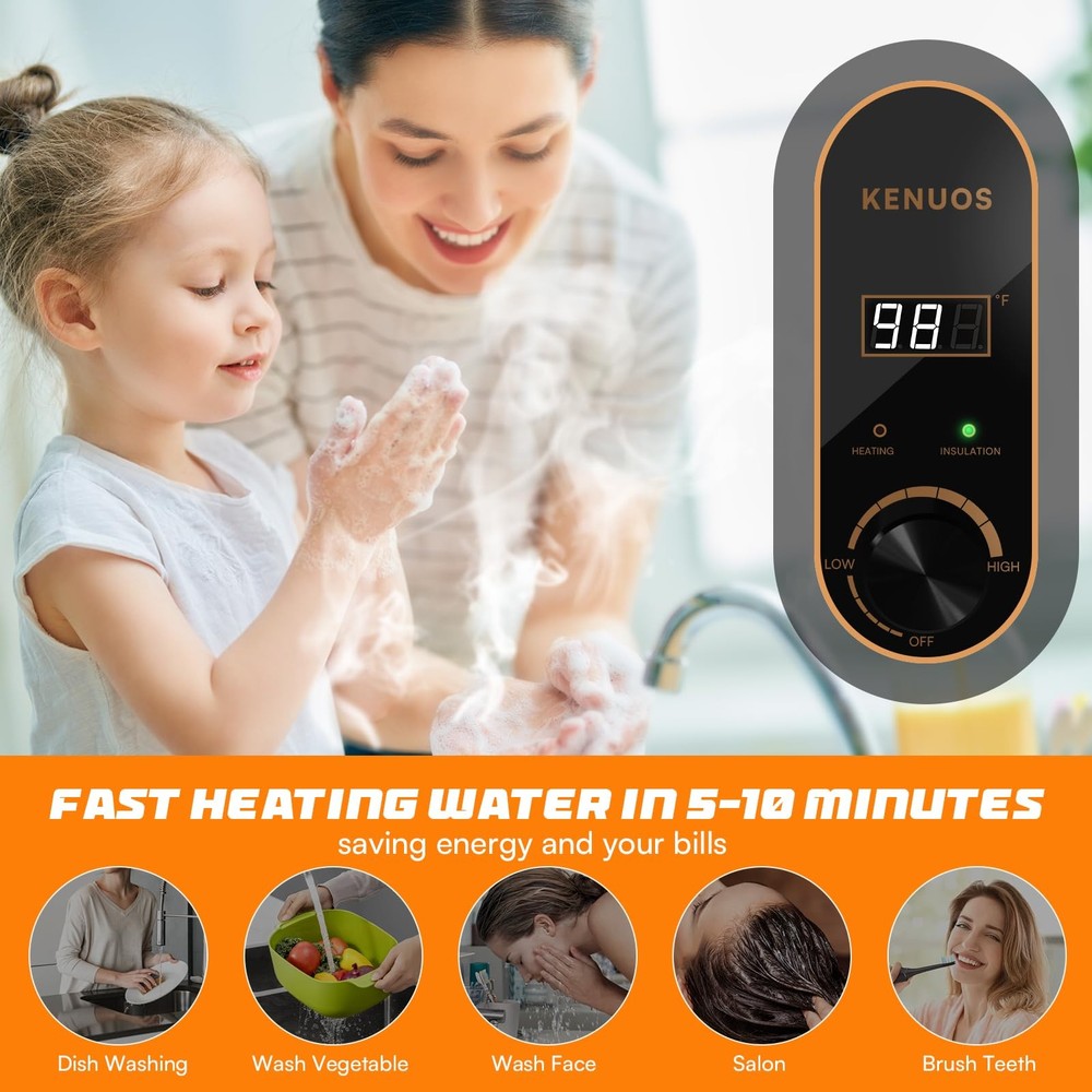 Under Sink Instant Hot Water Heater,2.5 Gallon Mini Tank Water Heaters with L...