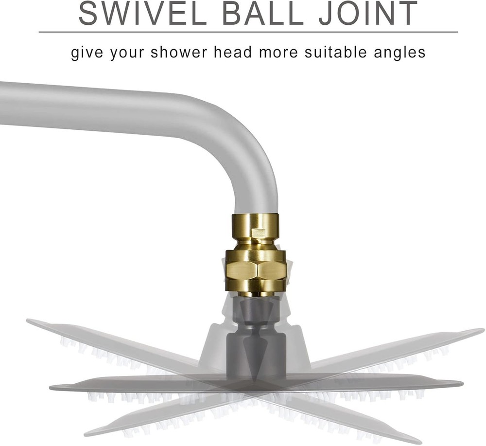 Solid Brass Shower Head Swivel Ball Adapter, Adjustable Shower Arm Extension