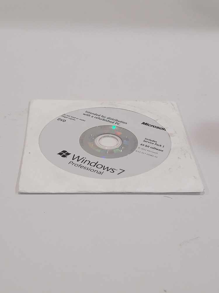Microsoft Windows 7 Professional w/SP1 64 Bit DVD 2011 *NO KEY*