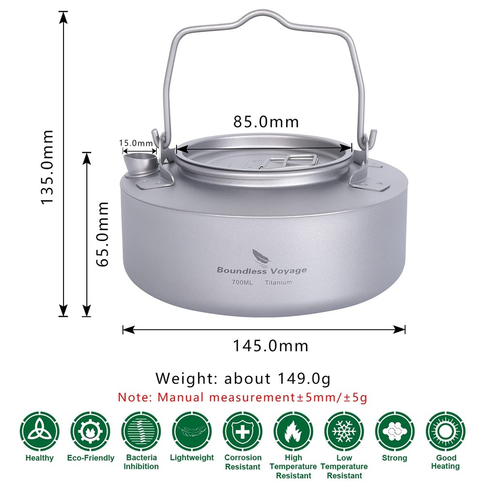 Yage Titanium Kettle With Folding Handle & Filter Ultralight Teapot Outdoor Camp