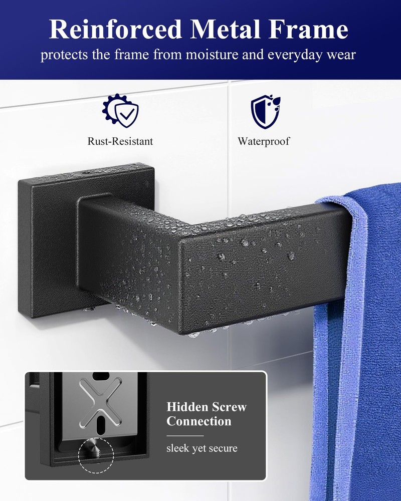 5-Pieces Bathroom Hardware Set & Accessories, Rustproof Towel Racks for Bathr...