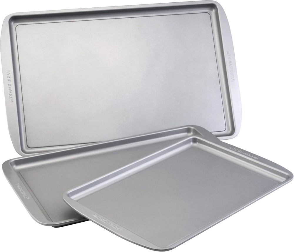 Nonstick Bakeware 3-Piece Cookie Pan Set Gray