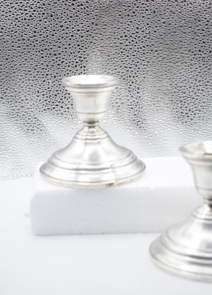 Vintage Sterling Silver Weighted Candlesticks Pair