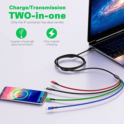 Multi Charging Cable, 10ft 2Pack Multi Charger Cable Braided 4 Black 2Pack-10ft