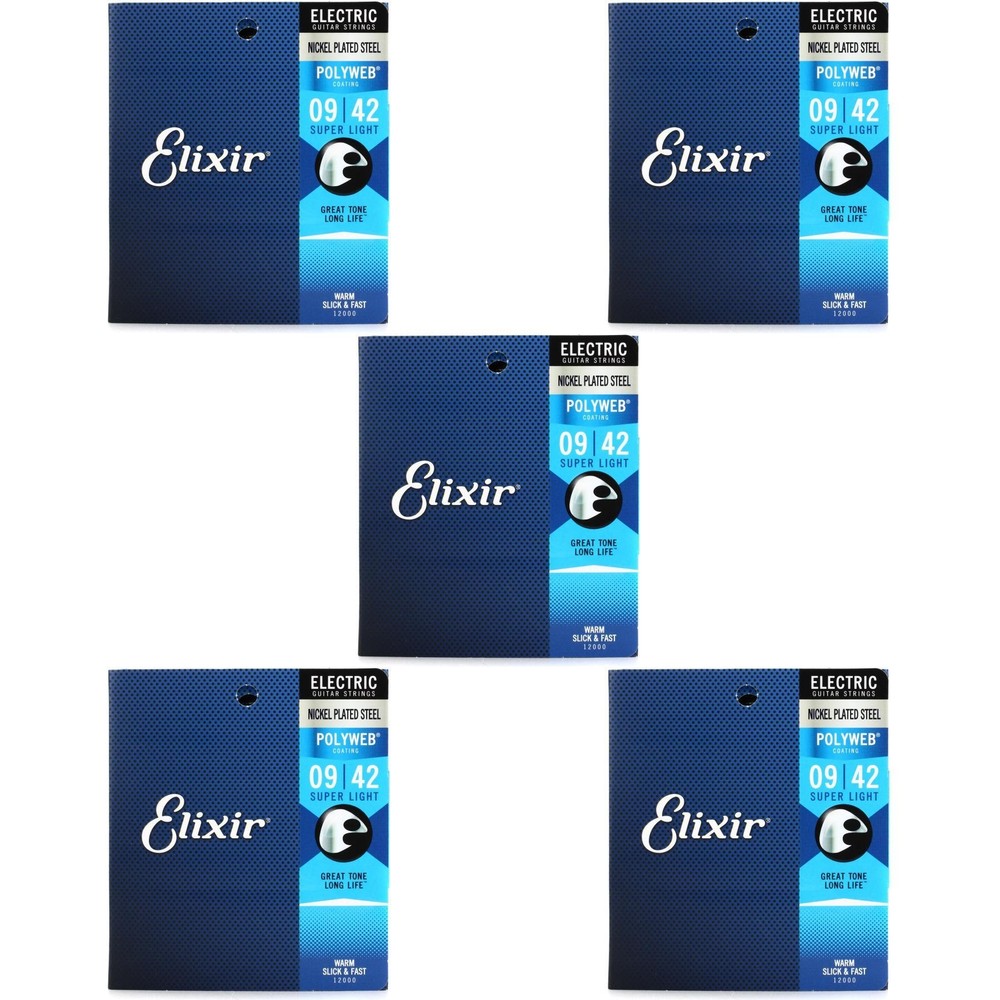 Elixir Strings 12000 Polyweb Electric Guitar Strings - .009-.042 Super Light