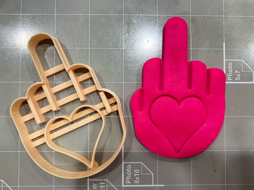 Middle Finger With Heart Imprint Cookie Cutter