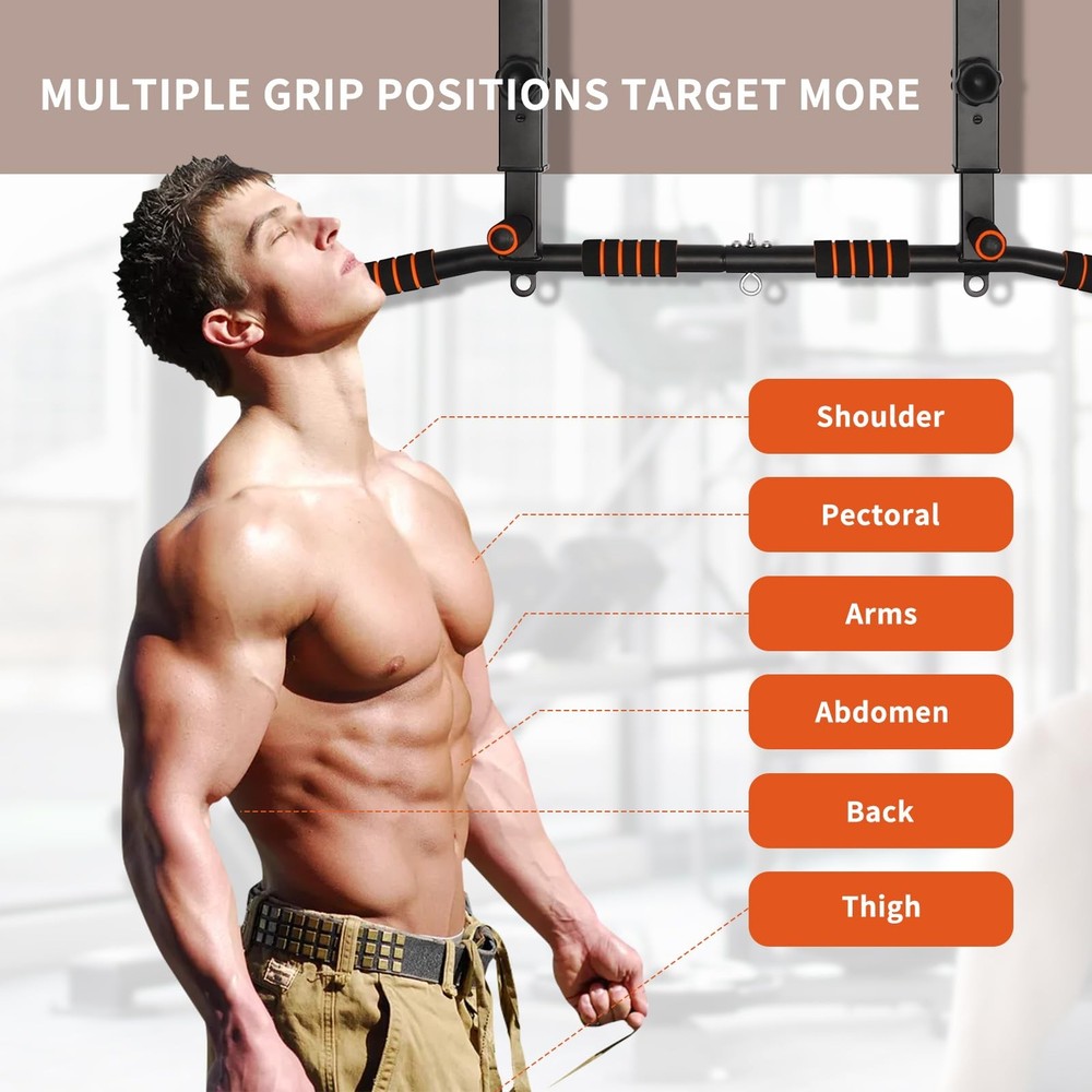 Pull Up Bar Wall Mounted: Wall Adjustable Joist Mount Pull Up Bar & Chin Up B...