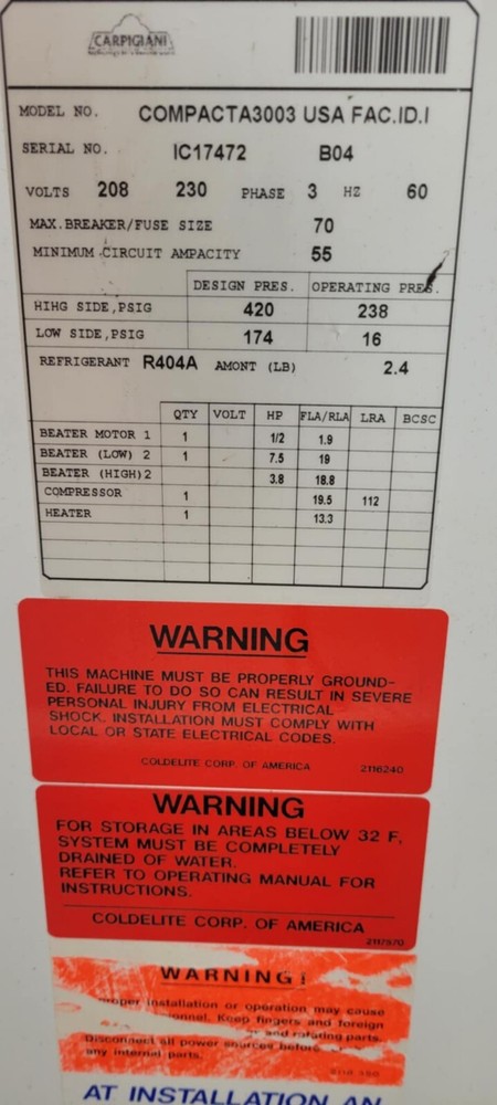 Carpigiani Compacta 3003 Combo Machine Ice Cream Gelato