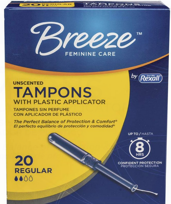 Breeze Unscented Plastic Scented Tampons Regular 20 Ct plastic applicator mujer