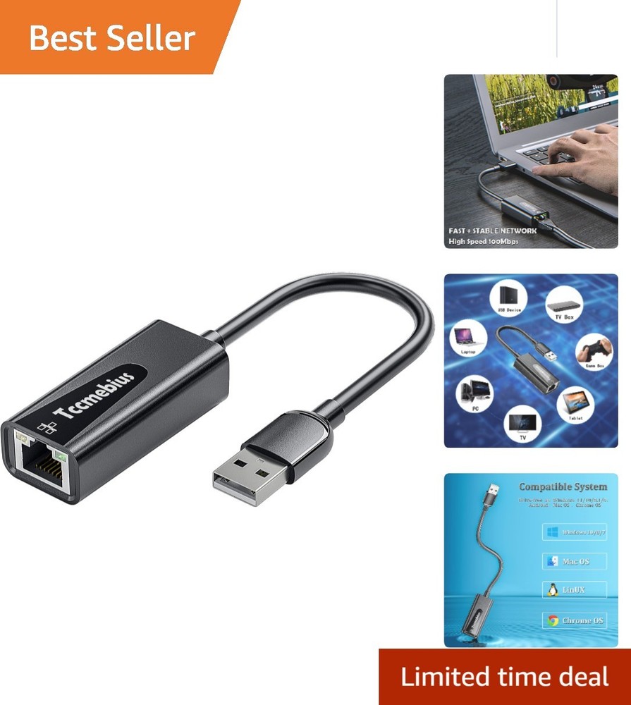 High-Speed USB Ethernet Adapter - Versatile 10/100 Mbps LAN for Multiple Devices