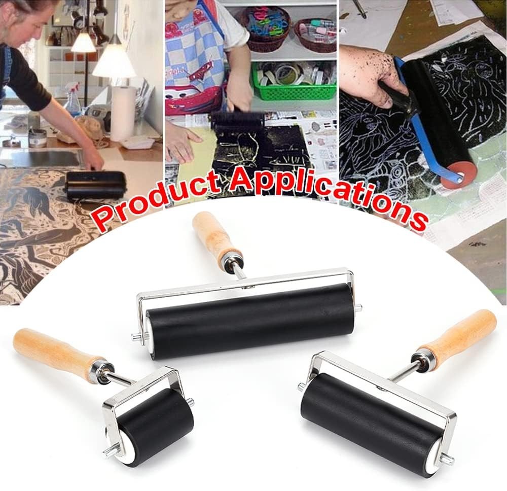 3 Pack Brayer Rollers with 3 Sizes for Crafting Brayer Rollers - Rubber Roller