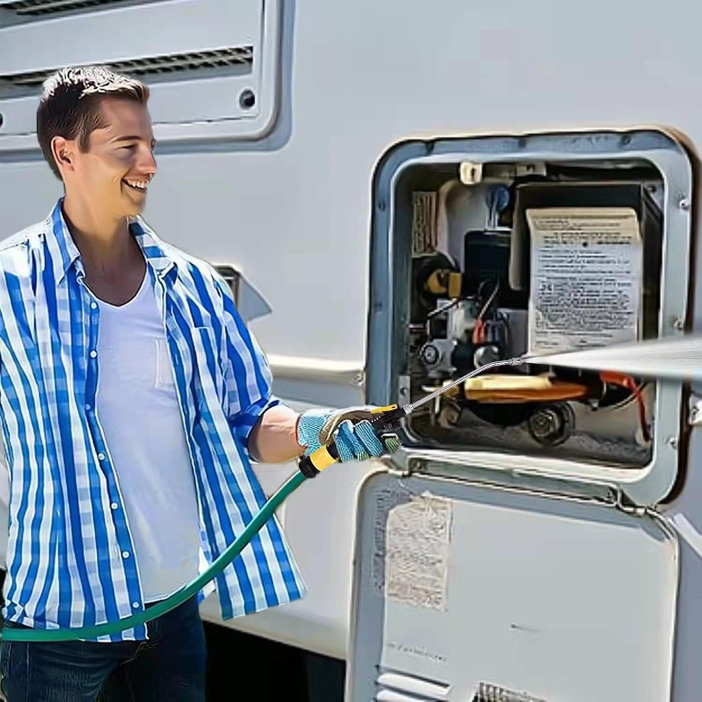 RV Water Heater Tank Rinser,Metal Tube Water Tank Flusher,Powerful Water Spray,F