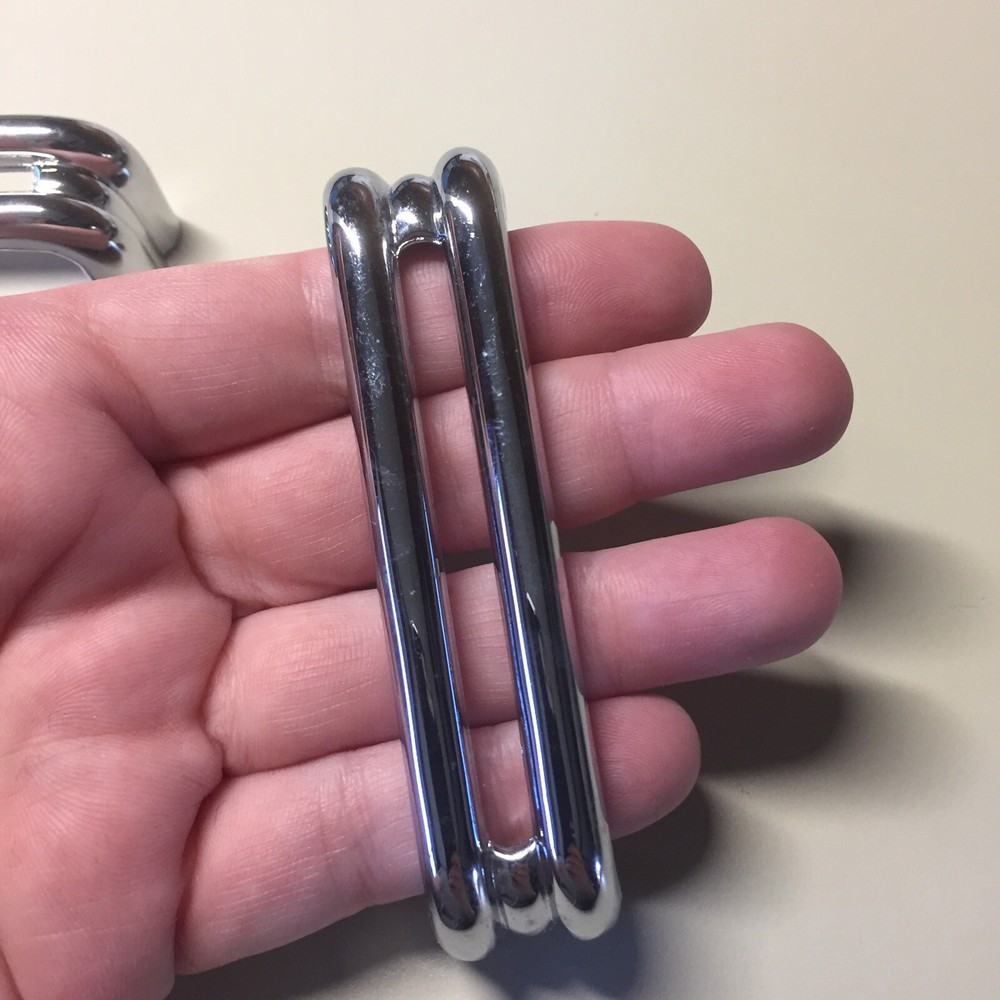2 Vintage KBC Chrome Split Bar Drawer Pull Mid Century Style Lot B