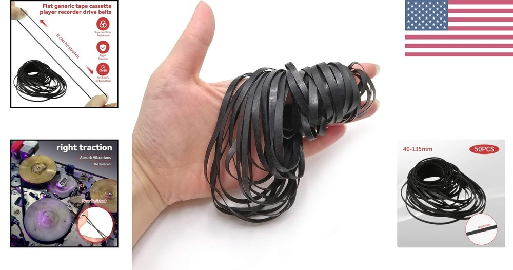 Efficient Rubber Belts for Cassette Recorders - 50PCS, 4mm Width (Mix Sizes)