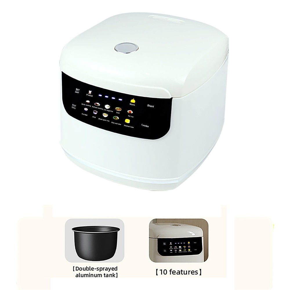 2L Mini Protable Rice Cooker,6 Cups Cooked/3 Uncooked,400W White