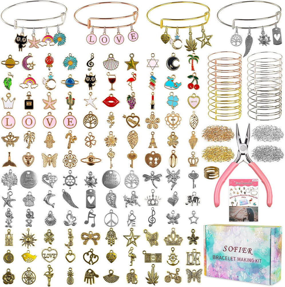 Sofier 542Pcs Bangle Bracelet Making Kit DIY Jewelry Making Kit and Supplies Exp