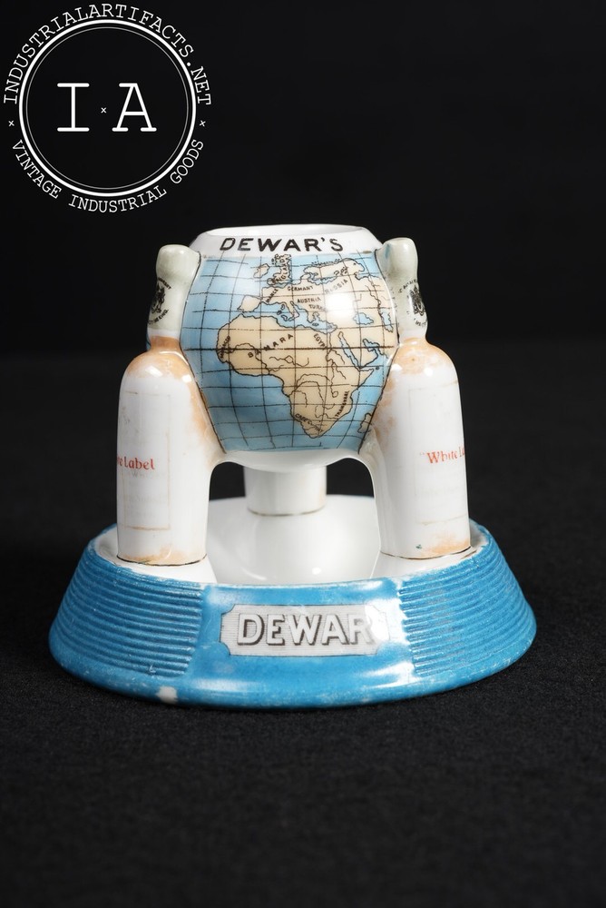 Dewar’s White Label Figural Globe Ceramic Match Holder