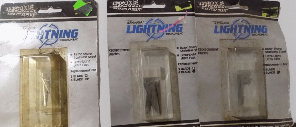 3 packs Gametracker Lightning 4 Blade Broadhead Replacement Blades