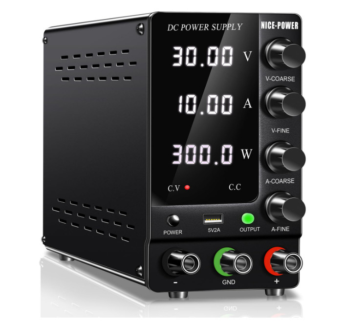 DC Power Supply Variable 30V 10A, Adjustable Switching Regulated DC Bench Power