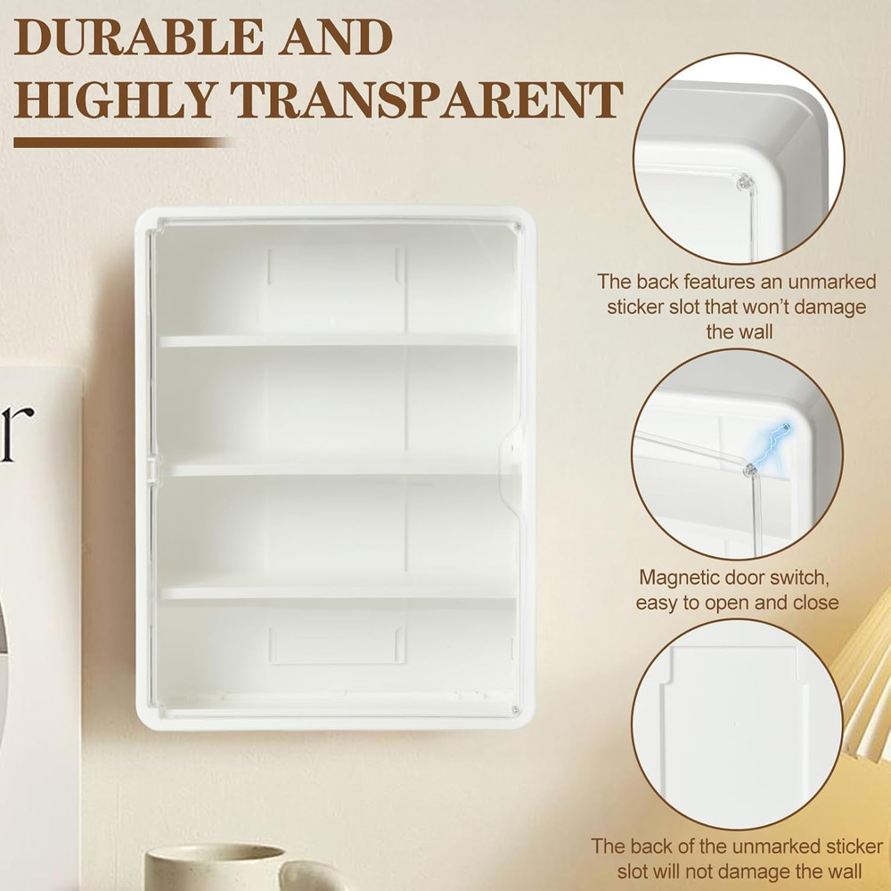 4-Tiers Clear Display Case for Figures, Wall-Mounted Display Box