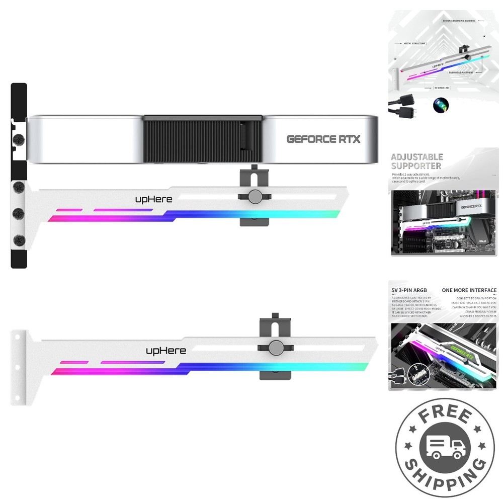 Adjustable ARGB GPU Support Brace - Prevent GPU Sag & Enhance Build Aesthetics