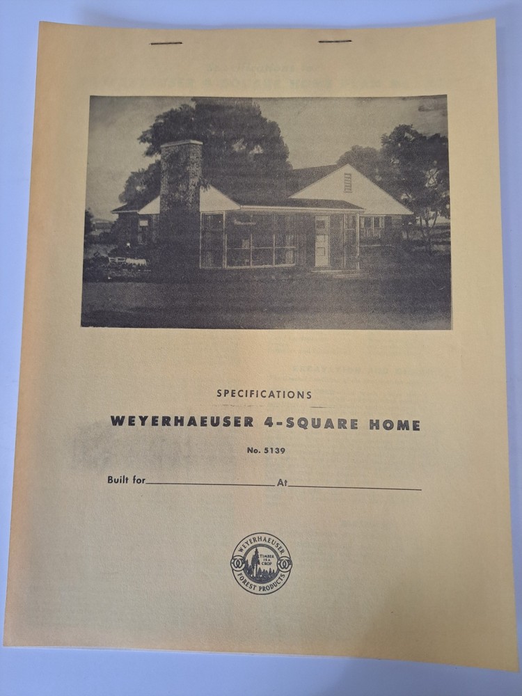 WEYERHAEUSER 4-SQUARE HOME DESIGN PLAN NO 5139 COMPLETE 1950s ARCHITECTURE