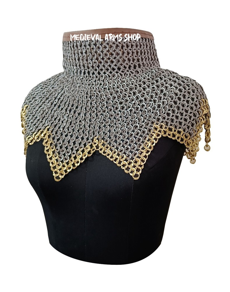 Chainmail Collar, zig zig Bottom Two brass row bottom - Bishops Mantle