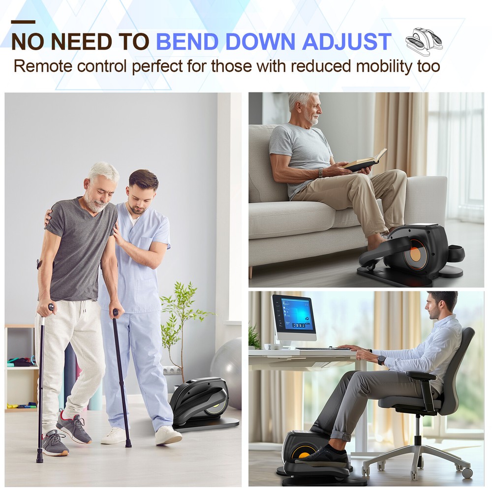 Elliptical Machine Adjustable Speed Under-Desk Portable Mini Pedal Exerciser