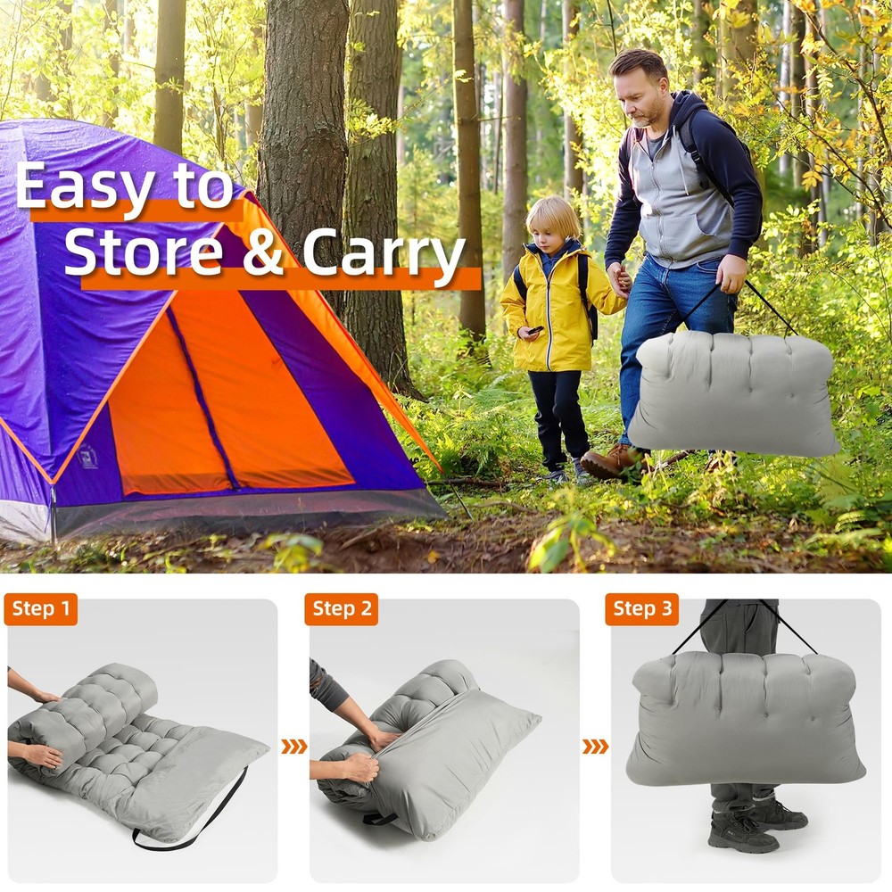 Portable Camping Cot, 600LBS Max Load, Extra Wide with Thick Mattress, Foldin...