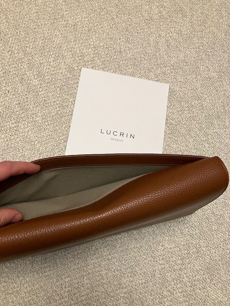 LUCRIN Geneva brown leather document pouch