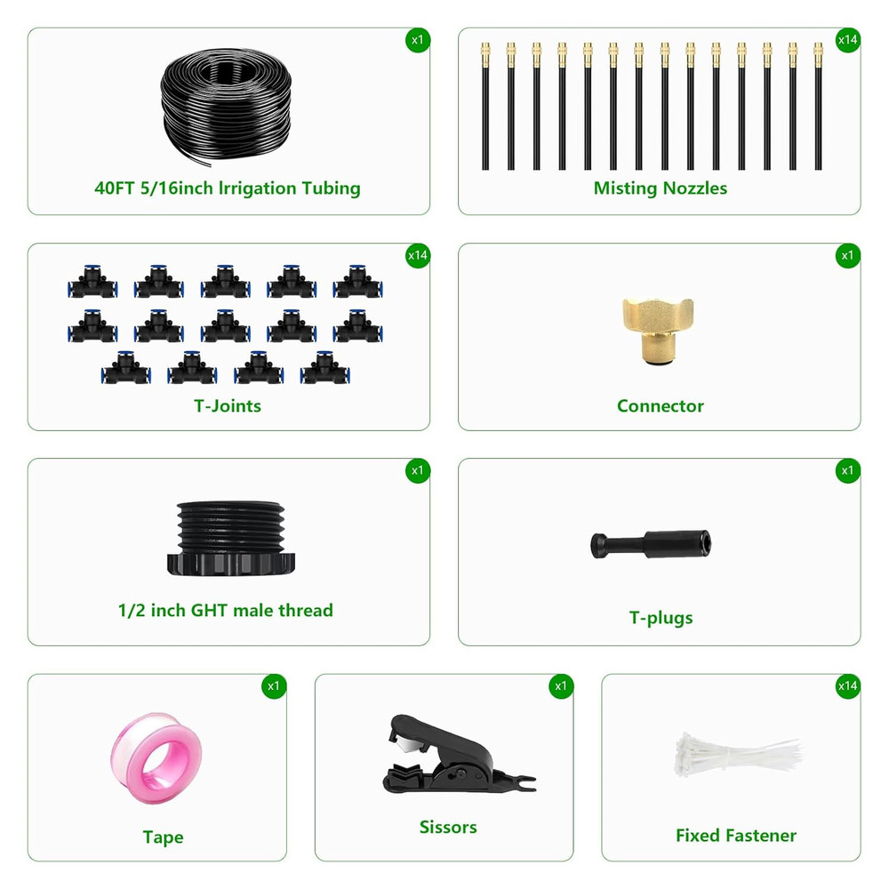 40FT Drip Irrigation System for Garden – Automatic Watering Kit with Solid Brass