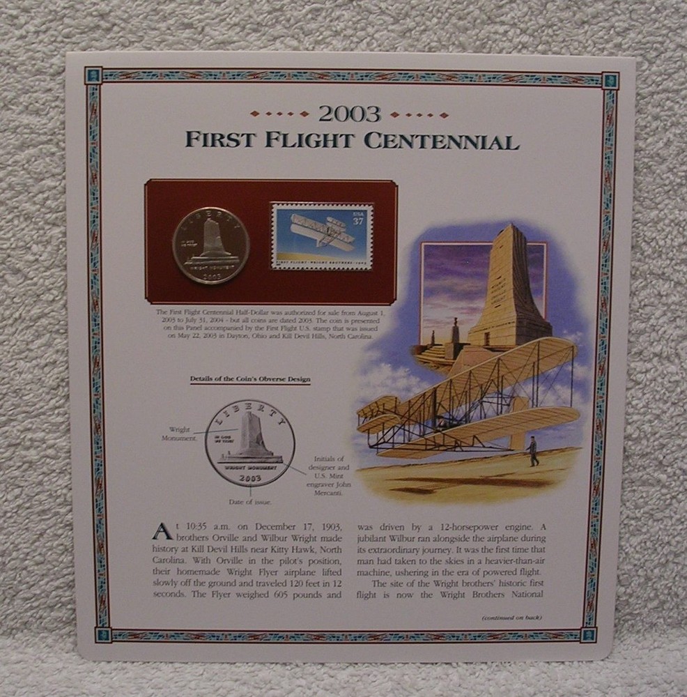 2003 P  First Flight Centennial Half Dollar - Coin & Stamp Commemorative Panel